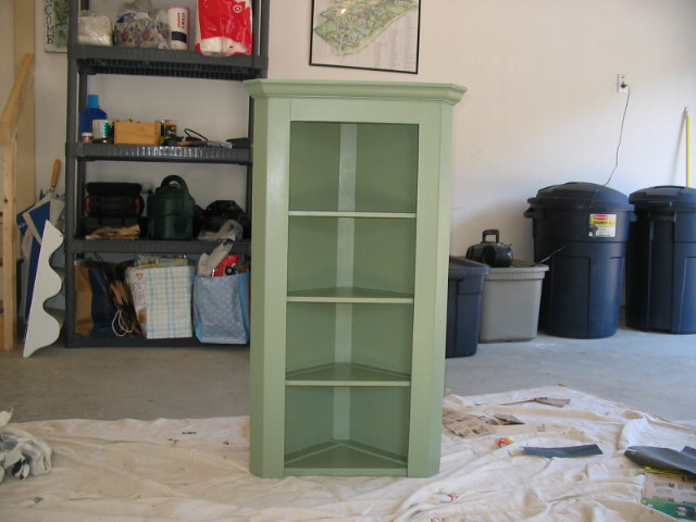 Corner bookshelf painted